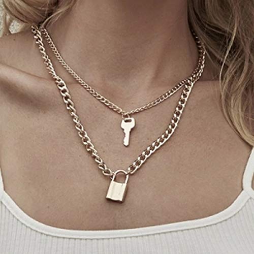 Valentine Layered Lock and Key Necklace